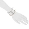 Hemstitched Hermès Osmose large model cuff bracelet in silver - Detail D1 thumbnail