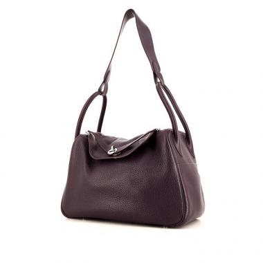 Bolso de mano Hermes Lindy 34 cm en cuero togo morado