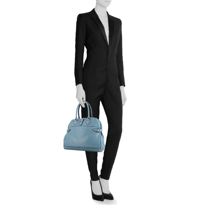 Hermès Atlas handbag in blue jean leather taurillon clémence - Detail D1