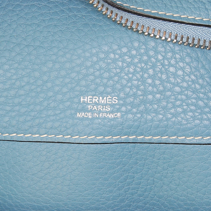 Hermès Atlas handbag in blue jean leather taurillon clémence - Detail D3