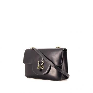 Hermès bag worn on the shoulder or carried in the hand in navy blue box leather