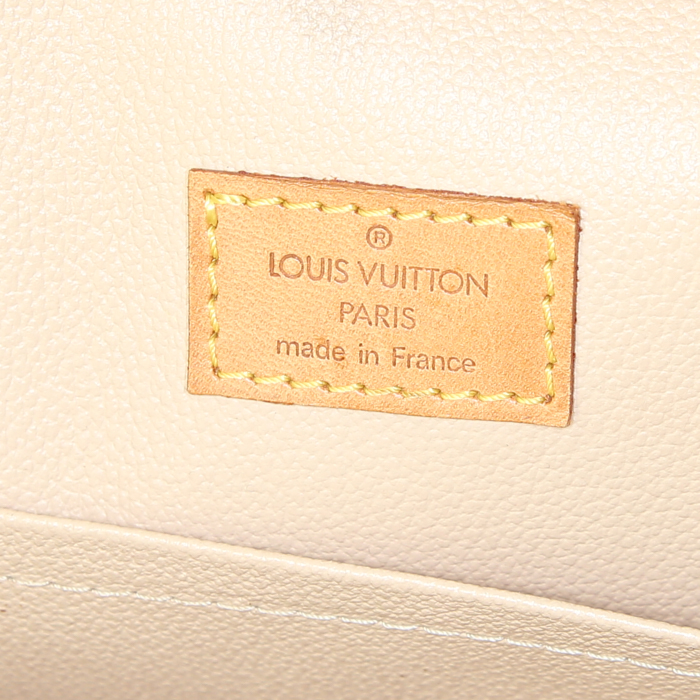 Shopping bag Louis Vuitton Louis Vuitton Sac Plat in tela monogram cerata marrone e pelle naturale - Detail D3