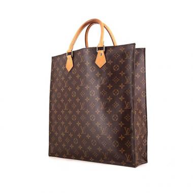 Sac cabas Louis Vuitton Louis Vuitton Sac Plat en toile monogram enduite marron et cuir naturel