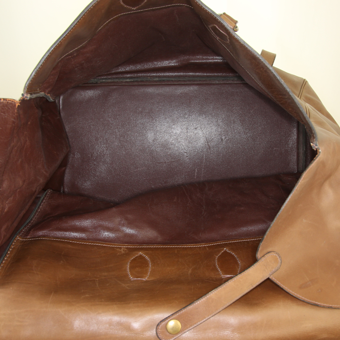 Maleta Hermès Drag Travel Bag en cuero marrón - Detail D2