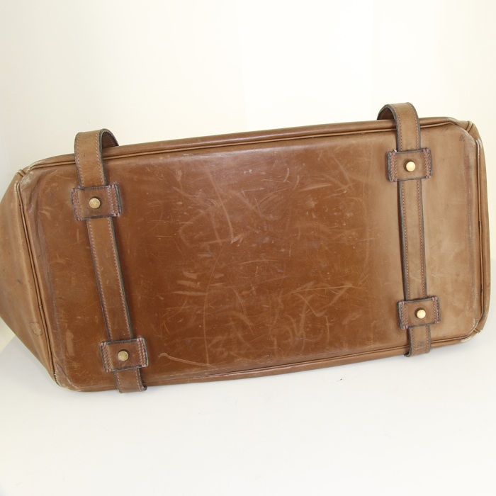 Hermès Drag Travel Bag suitcase in brown leather - Detail D4