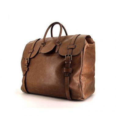 Valise Hermès Drag Travel Bag en cuir marron