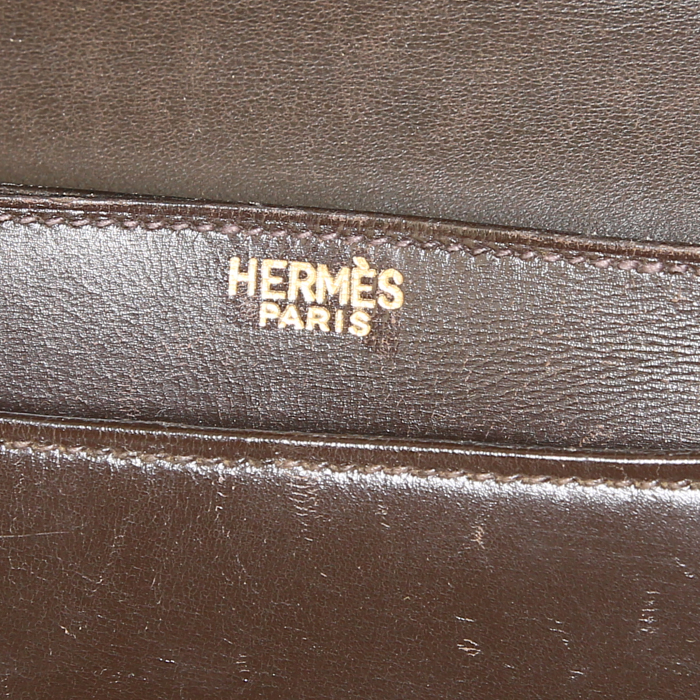 Borsa Hermès Fonsbelle in pelle box marrone - Detail D3