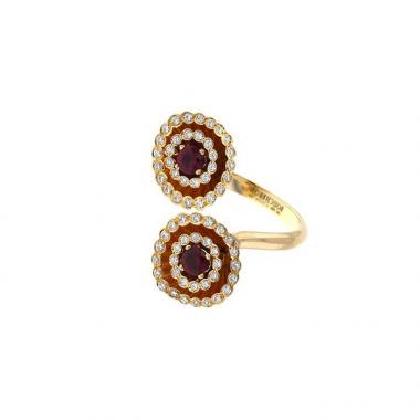 Bague Boucheron Exquises confidences en or jaune,  diamants et rubis
