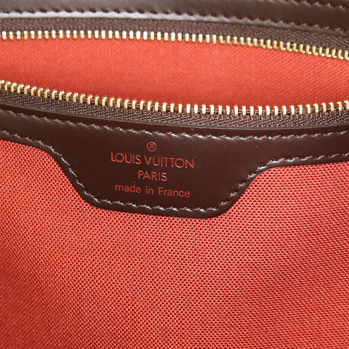 Sac à main Louis Vuitton Nolita en toile damier marron et cuir marron - Detail D3