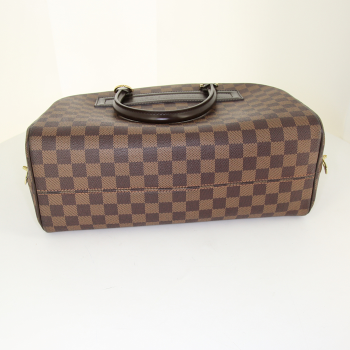 Louis Vuitton Nolita handbag in brown damier canvas and brown leather - Detail D4
