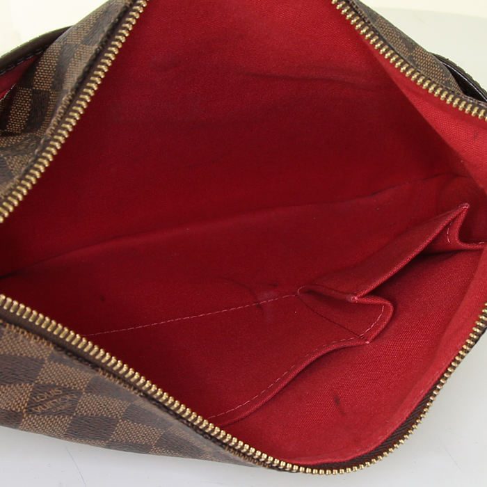 Bolso bandolera Louis Vuitton Bloomsbury en lona a cuadros revestida marrón y cuero marrón - Detail D2