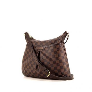 Sac bandoulière Louis Vuitton Bloomsbury en toile damier enduite marron et cuir marron