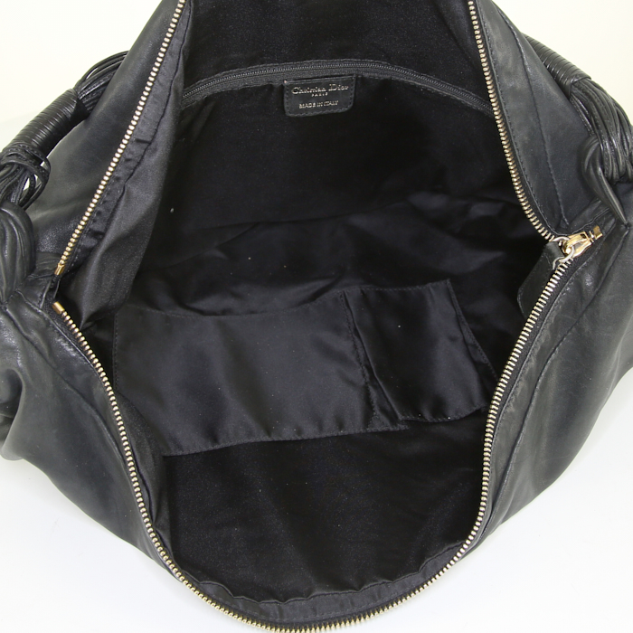 Bolso para llevar al hombro o en la mano Dior en cuero negro y cuero negro - Detail D2