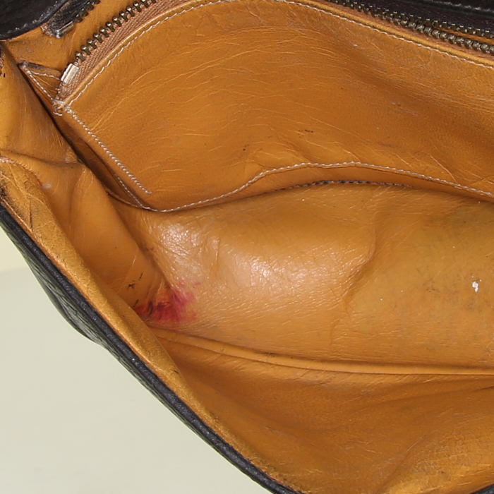 Hermes Nouméa shoulder bag in black Fjord leather - Detail D3