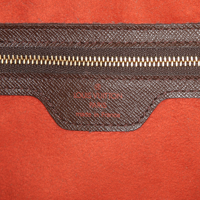 Louis Vuitton handbag in ebene damier canvas and brown leather - Detail D3