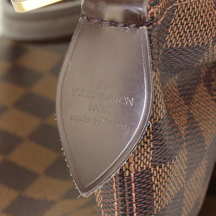 Louis Vuitton Saleya handbag in brown damier canvas and brown leather - Detail D3
