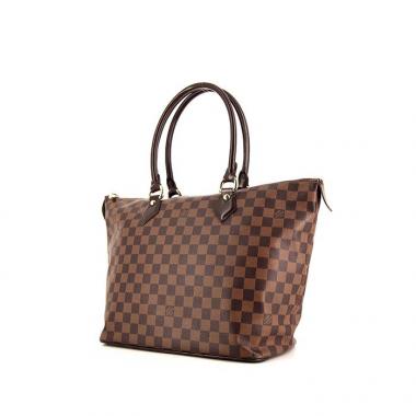 Borsa Louis Vuitton Saleya in tela a scacchi marrone e pelle marrone