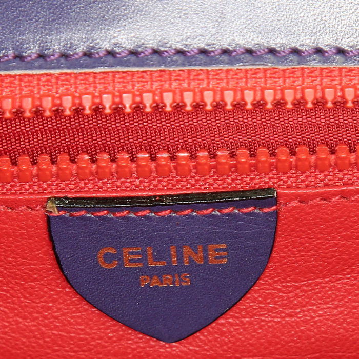 Celine shoulder bag in green and purple bicolor leather - Detail D3
