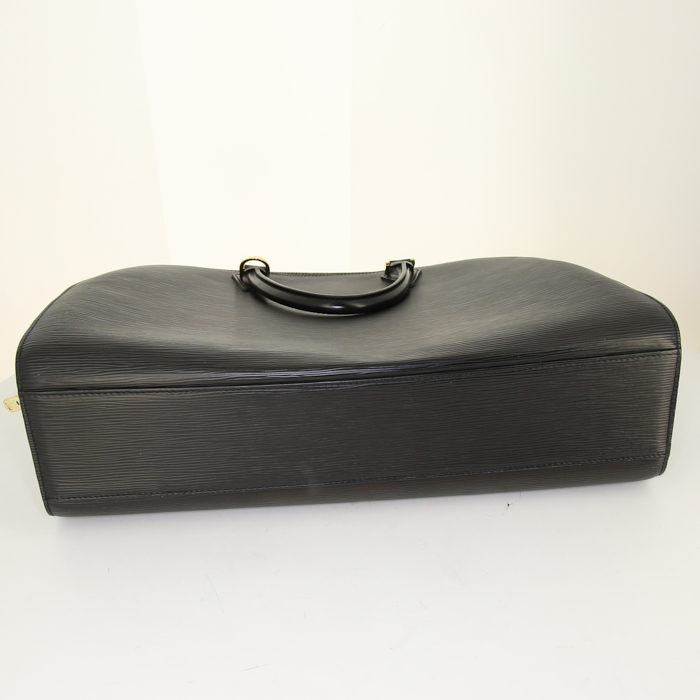 Louis Vuitton Sorbonne weekend bag in black epi leather - Detail D4