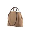 Hermès Cabag shopping bag in taupe canvas and brown Fjord leather - 00pp thumbnail