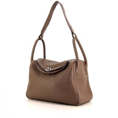Bolso de mano Hermes Lindy 30 cm en cuero togo marrón etoupe