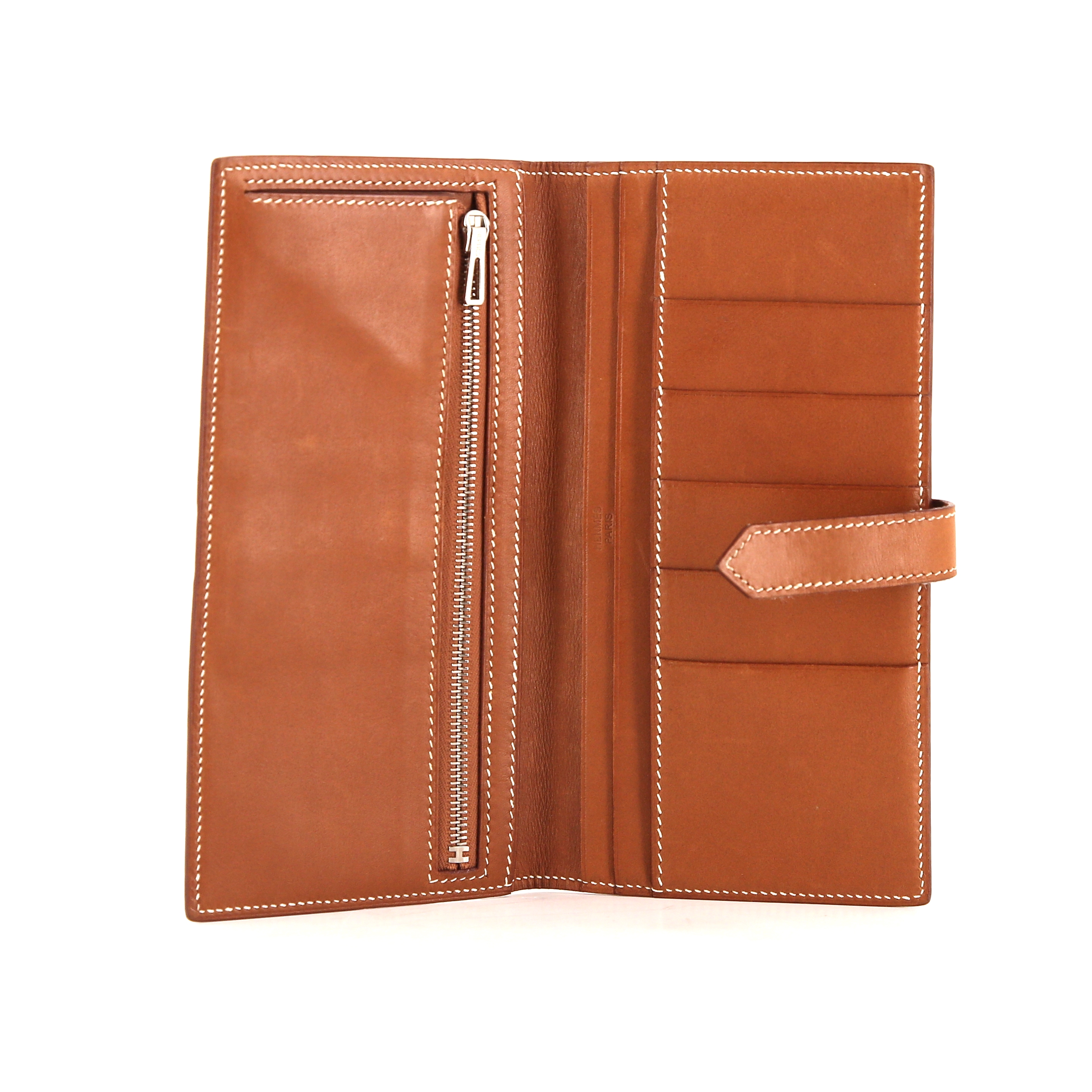 Portefeuille Long Hermès Gagne H Métal - Cuir De Veau étoupe Beige - Occasion Très Bon état