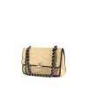 Chanel Vintage handbag in beige leather and navy blue canvas - 00pp thumbnail