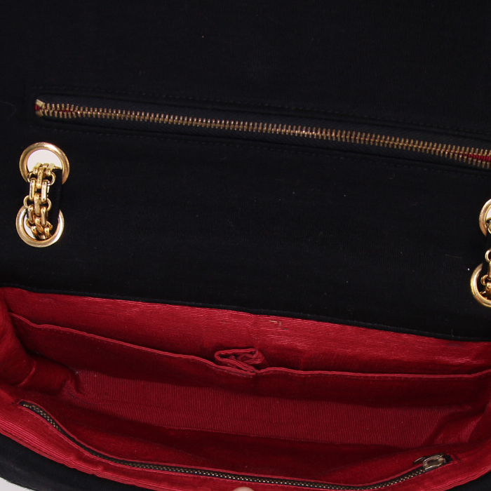 Sac à main Chanel Vintage en toile jersey noire - Detail D3