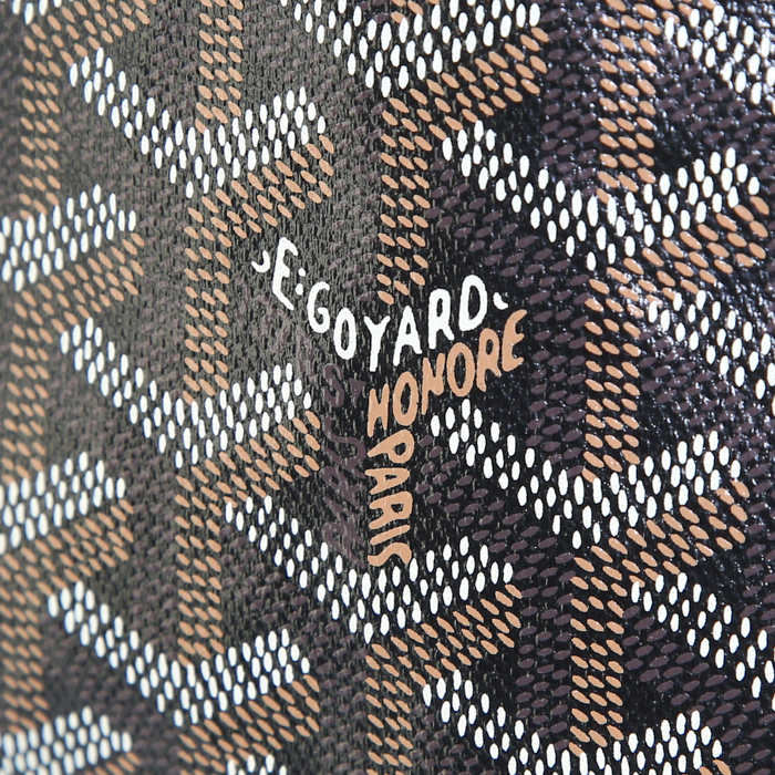 Goyard Saint-Louis shopping bag in black monogram canvas and black leather - Detail D3