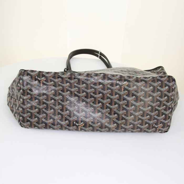 Goyard Saint-Louis shopping bag in black monogram canvas and black leather - Detail D4
