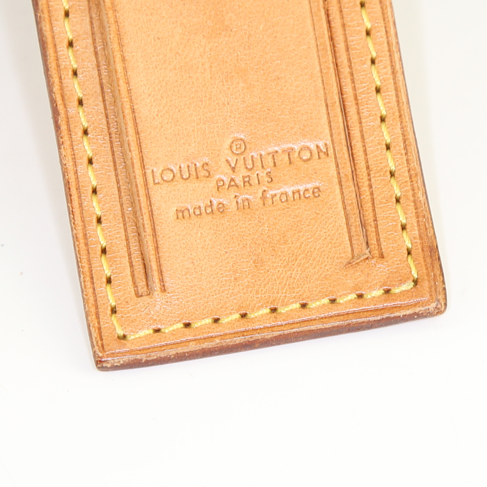 Valise Louis Vuitton Airbus en toile monogram marron et cuir naturel - Detail D3