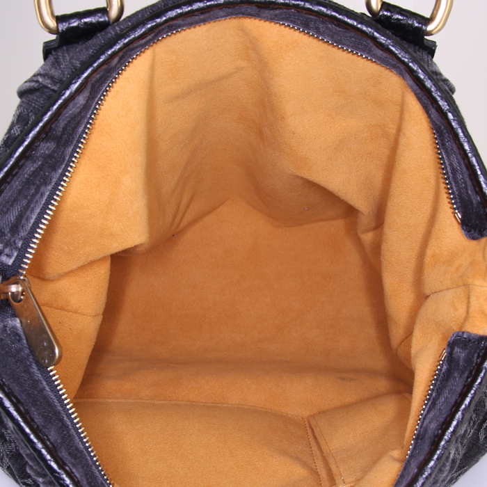 Sac à main Louis Vuitton en toile denim gris anthracite et cuir gris anthracite - Detail D2