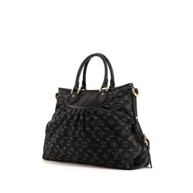 Bolso de mano Louis Vuitton en lona denim gris antracita y cuero gris antracita