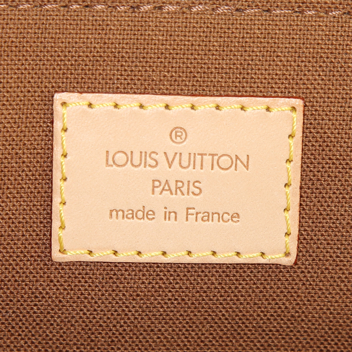 Borsa da spalla o a mano Louis Vuitton Marelle in tela monogram cerata marrone e pelle naturale - Detail D3