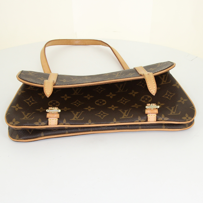 Louis Vuitton Marelle bag worn on the shoulder or carried in the hand in brown monogram canvas and natural leather - Detail D4