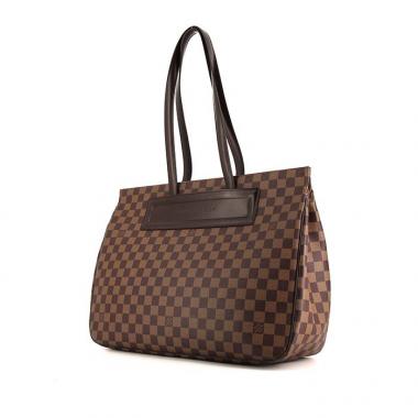 Bolso Cabás Louis Vuitton Parioli modelo grande en lona a cuadros marrón y cuero marrón