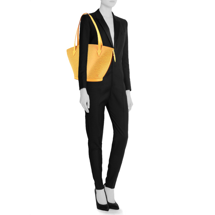 Bolso de mano Louis Vuitton Saint Jacques modelo grande en cuero Epi amarillo - Detail D1