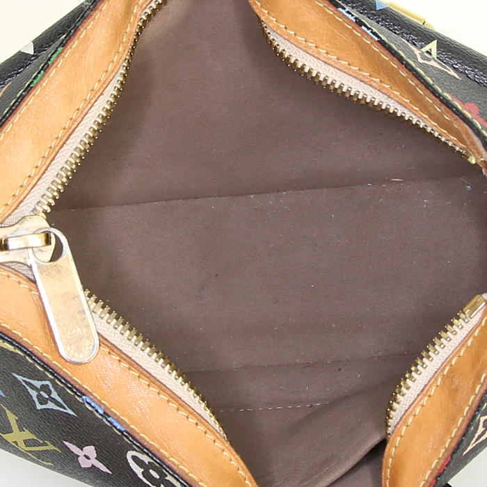 Bolso de mano Louis Vuitton Lodge en lona Monogram negra y cuero natural - Detail D2