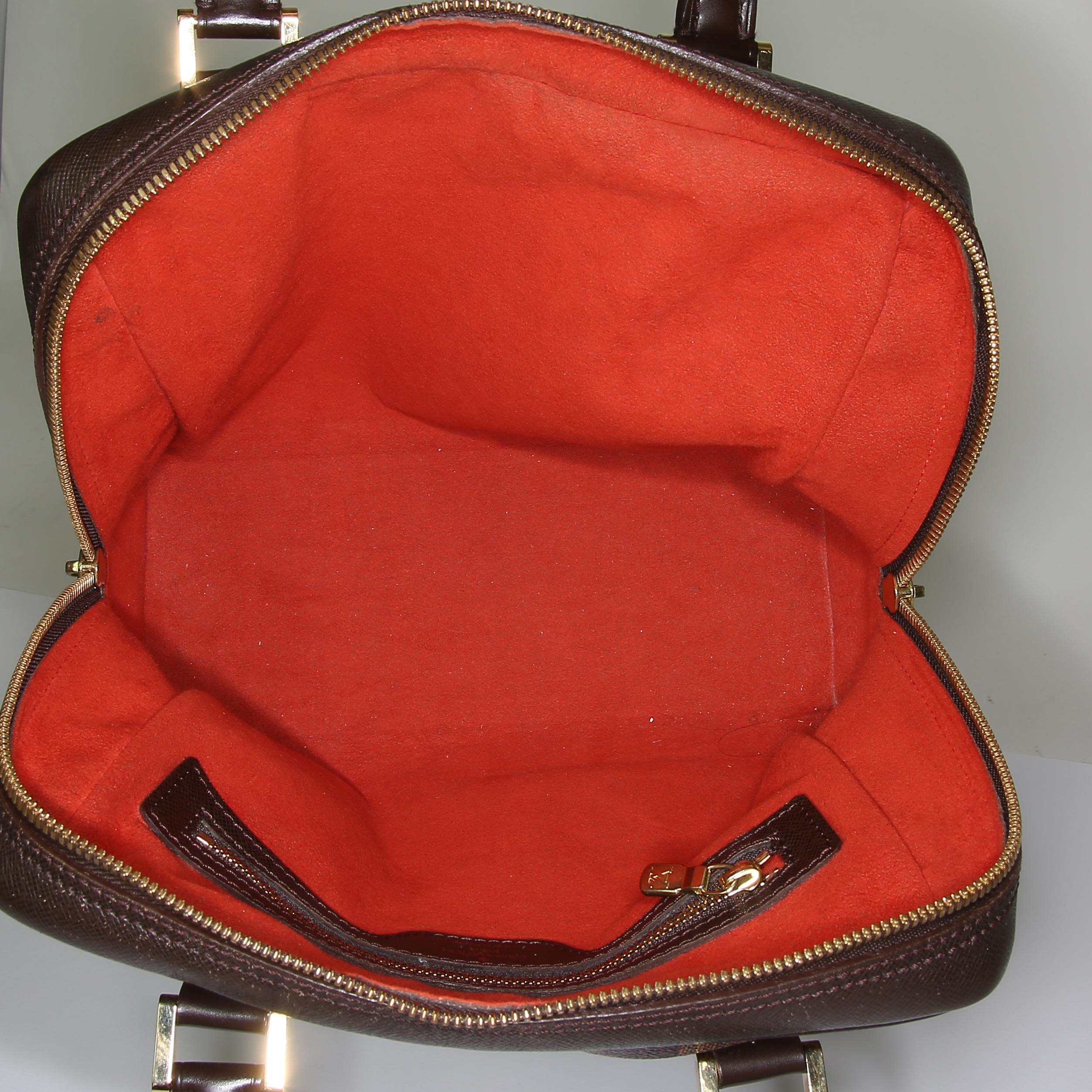 Louis Vuitton Brera handbag in ebene damier canvas and brown leather - Detail D2