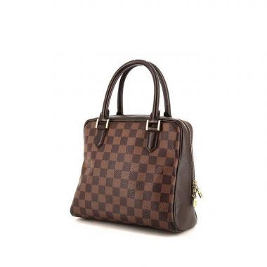 Sac à main Louis Vuitton Brera en toile damier ébène et cuir marron