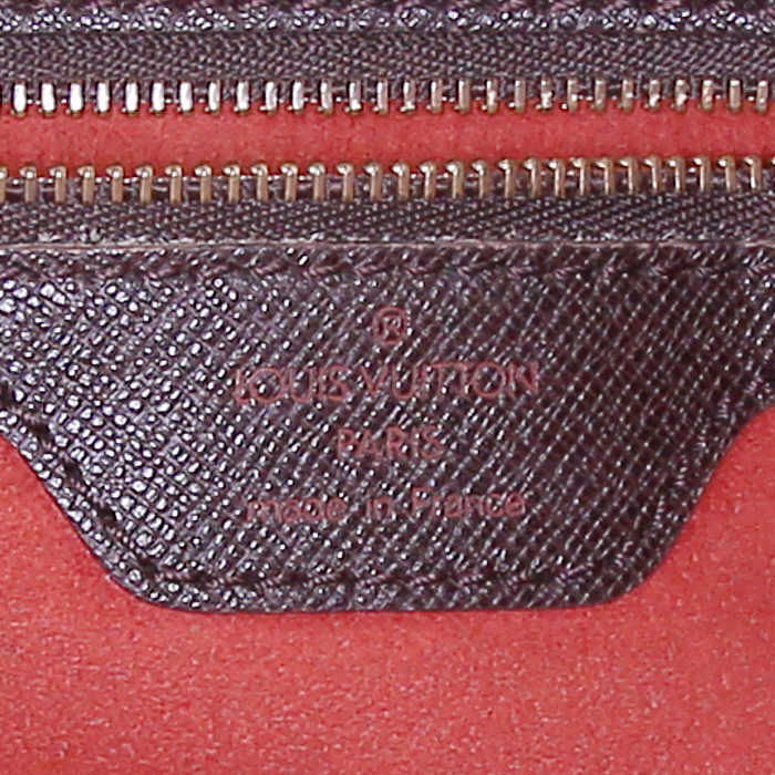 Shopping bag Louis Vuitton Bucket in tela a scacchi marrone e pelle marrone - Detail D3
