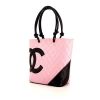 Chanel Cambon shopping bag in pink and black quilted leather - 00pp thumbnail