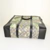 Shopping bag Gucci in tela monogram beige a fiori e pelle nera - Detail D5 thumbnail