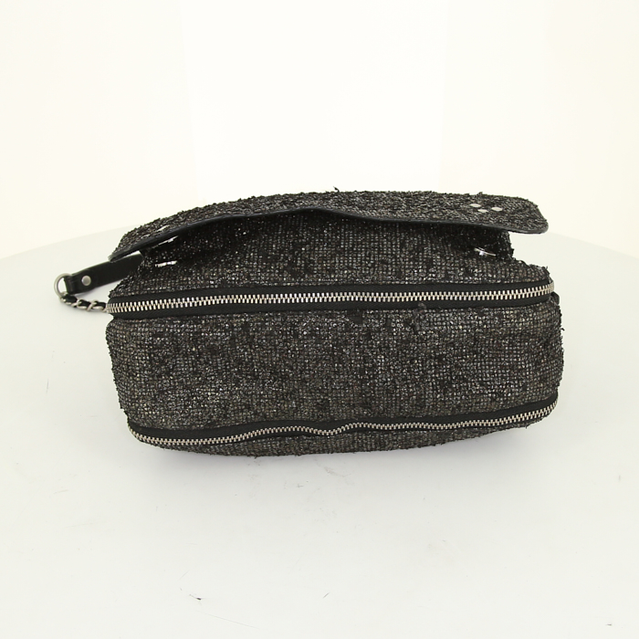 Borsa a tracolla Jerome Dreyfuss Albert in tela bicolore nera e bronzo e tessuto scamosciato nero - Detail D2