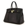 Hermes Birkin 35 cm handbag in black leather taurillon clémence - 00pp thumbnail