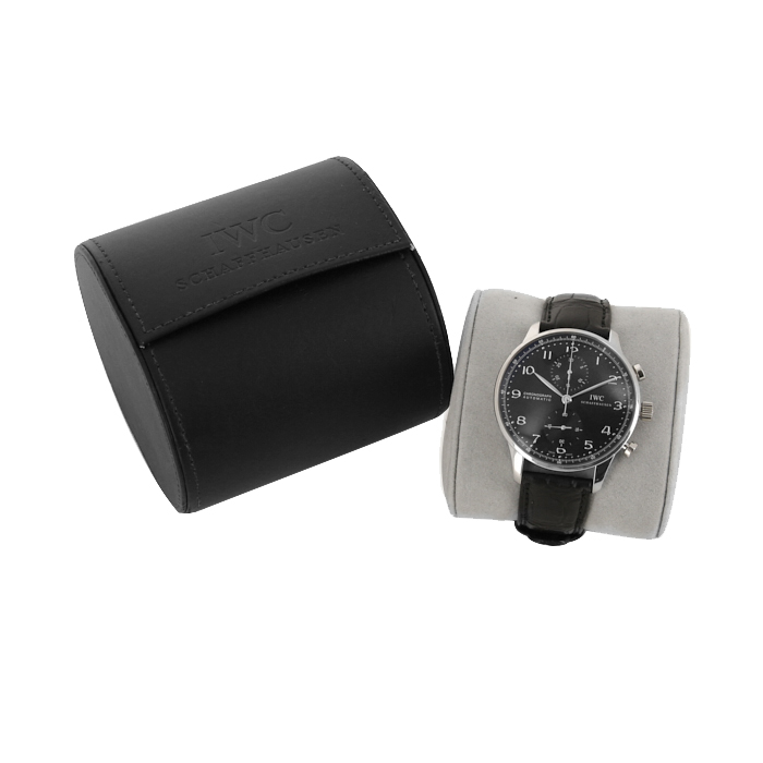 Montre IWC Portuguese-Chronograph en acier Ref :  3714 Vers  2000 - Detail D2