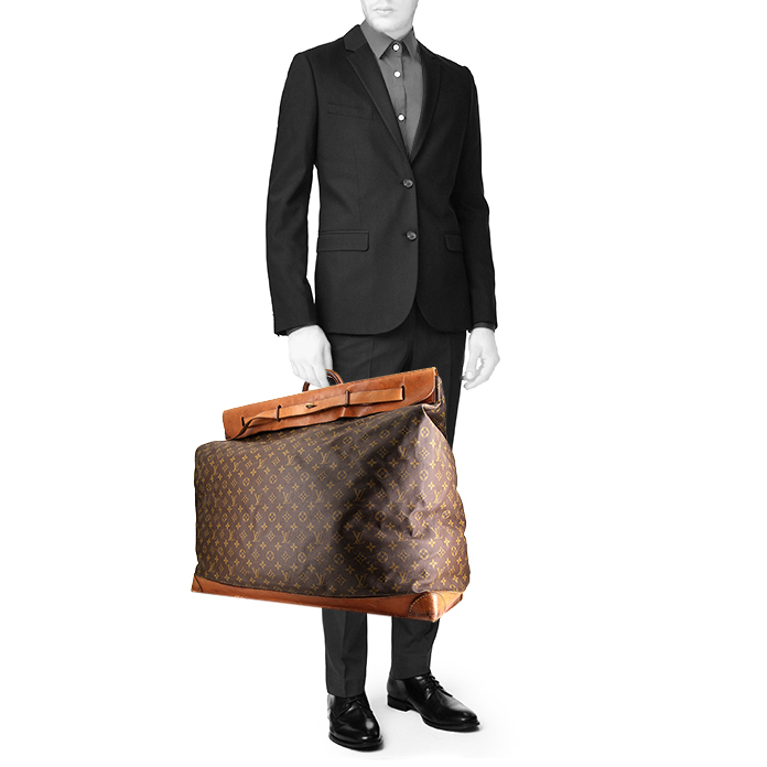 Bolsa de viaje Louis Vuitton Steamer Bag - Travel Bag en lona Monogram y cuero natural - Detail D1