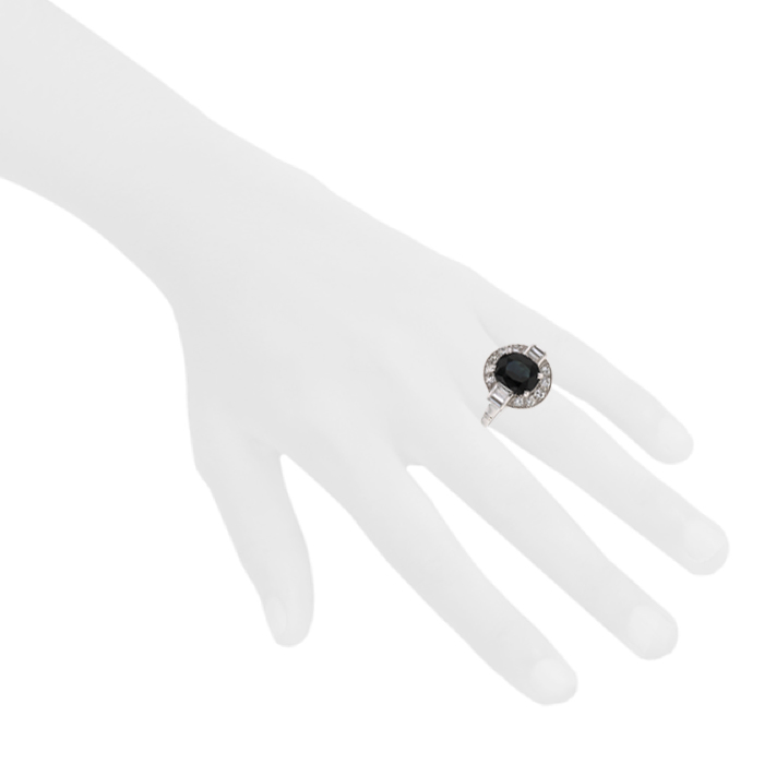 Vintage Art Déco ring in platinium,  sapphire and diamonds - Detail D1