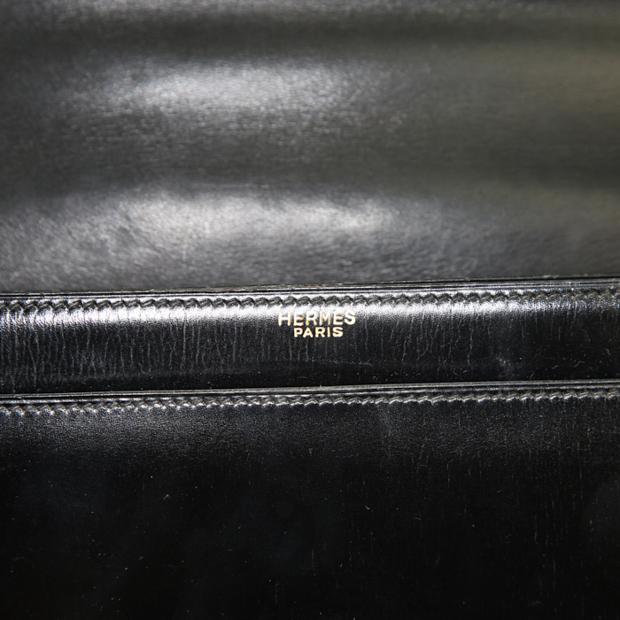 Bolso de mano Hermes Cordeliere en cuero box negro - Detail D3