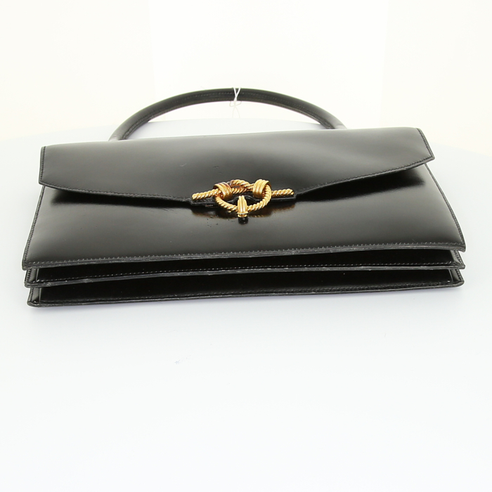 Bolso de mano Hermes Cordeliere en cuero box negro - Detail D4